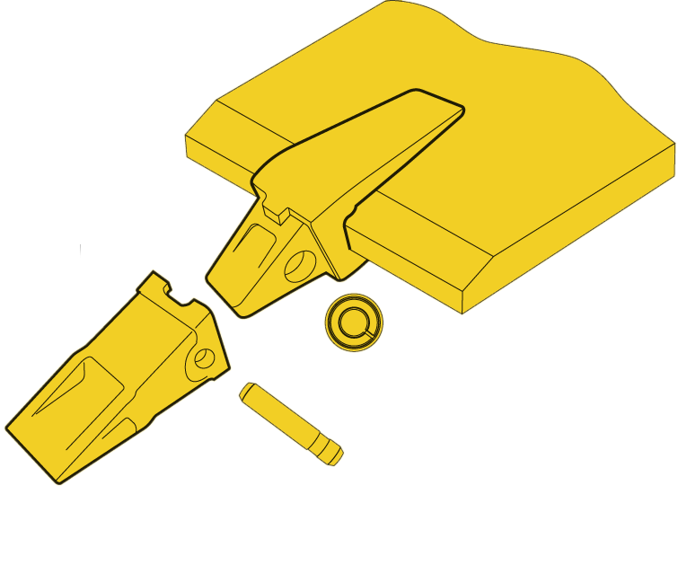 Dente da caçamba e adaptador